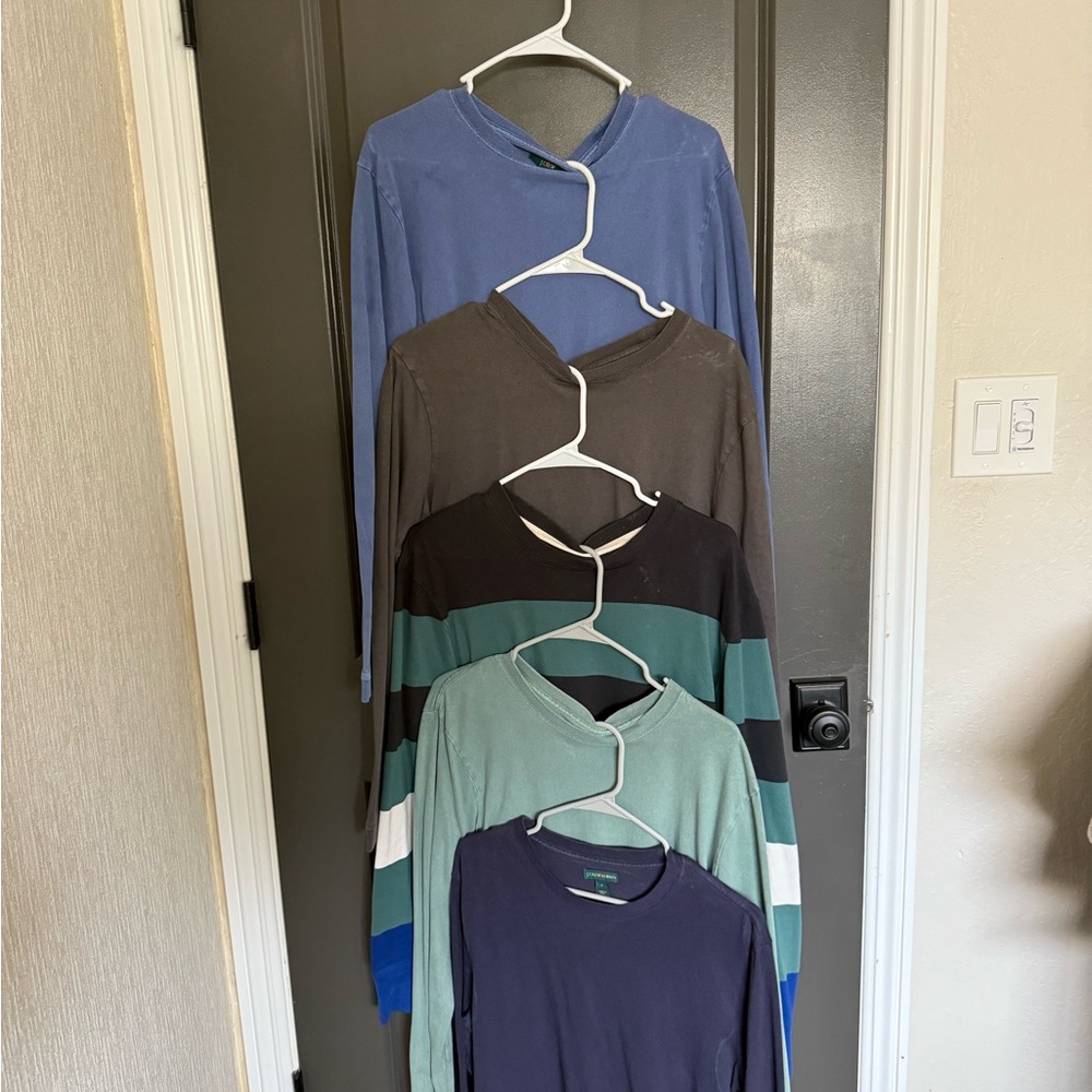 Set of 5 Long Sleeve Shirts in Blue and Gray